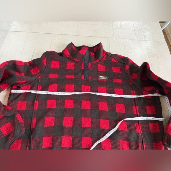 L.L. Bean Sweater Fleece Pullover 3/4 Snap Buffalo Plaid  Red & Black 3X plus - Picture 5 of 10
